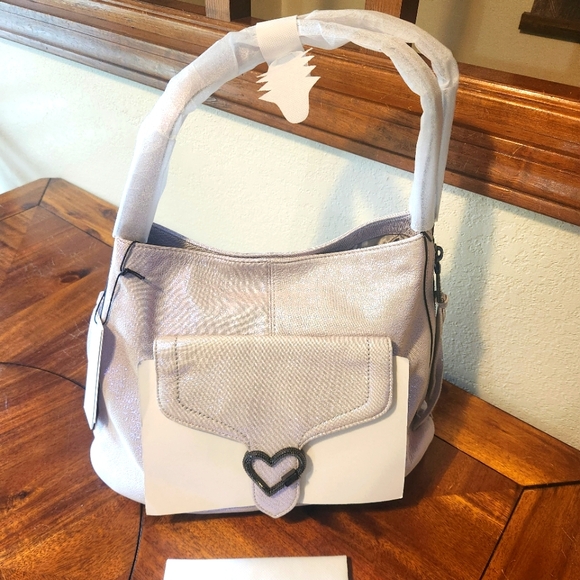 Aimee Kestenberg Leather Expandable Shopper Mystic Metallic Lovers Lane Bag - Picture 16 of 16